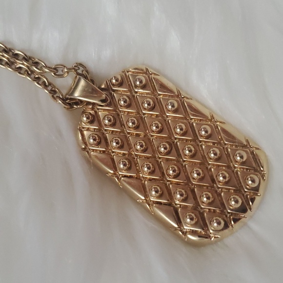 TAT 2 designs dog tag shape pendant necklace gold plated - Picture 8 of 8